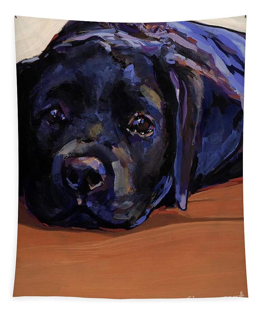 Labrador Retriever Puppy Tapestry featuring the painting Eyes For You by Molly Poole