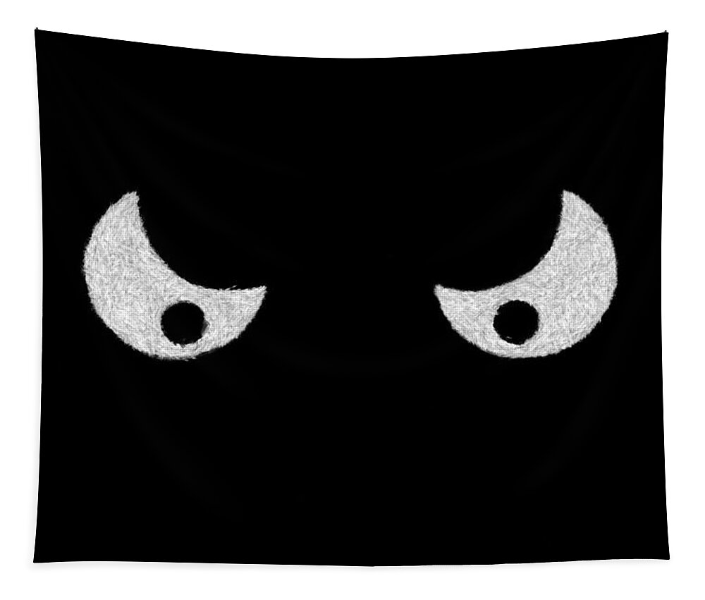 Funny Tapestry featuring the digital art Eyes - In the dark by Mike Savad