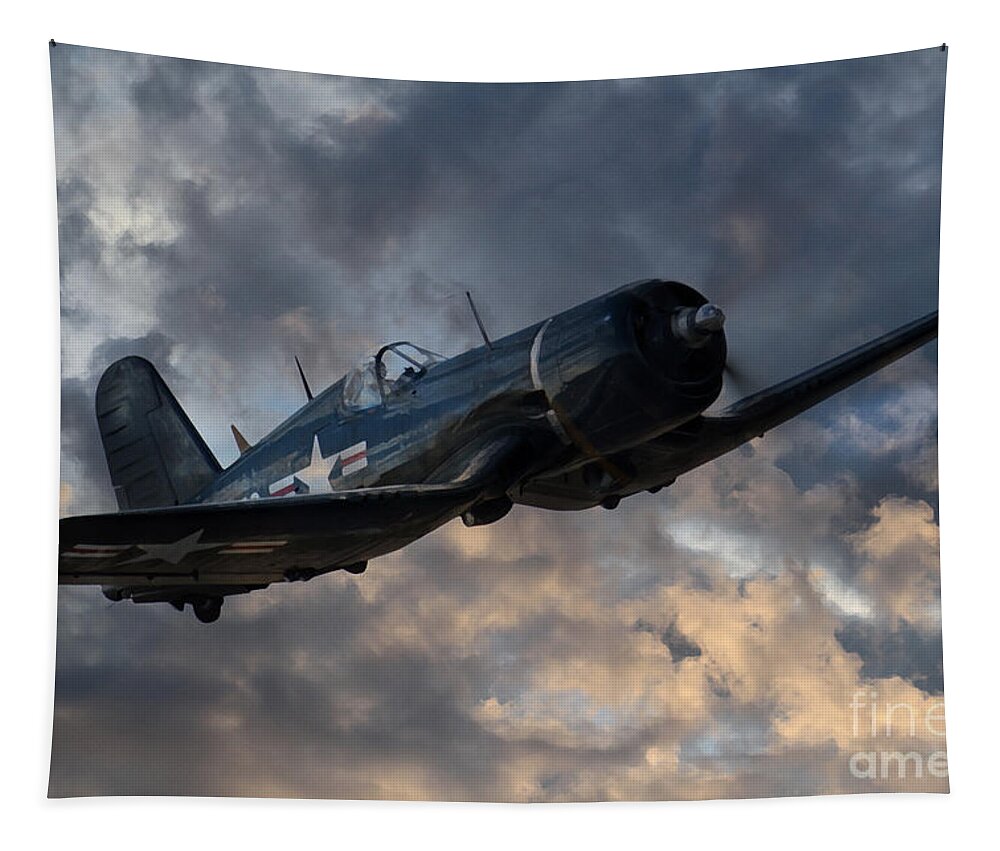 F-4u Tapestry featuring the digital art F4 Corsair Tribute by Airpower Art