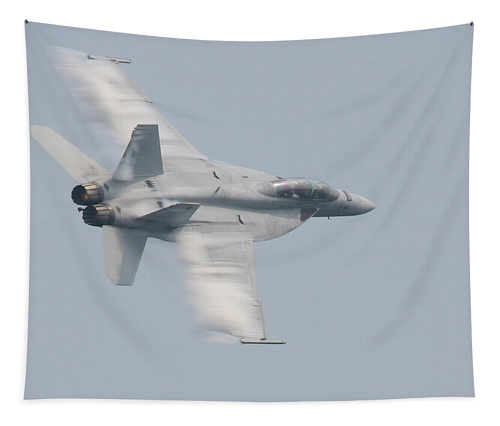 fa 18 Tapestry featuring the photograph FA 18 Super Hornet Wing Vapor by Donna Corless