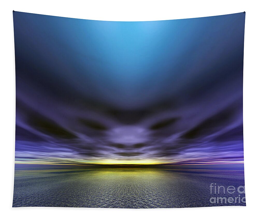 Alien Tapestry featuring the digital art Face in the clouds by Nicholas Burningham