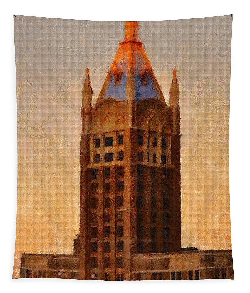 Architecture Tapestry featuring the painting Fading Slowly Into Night by Jeffrey Kolker