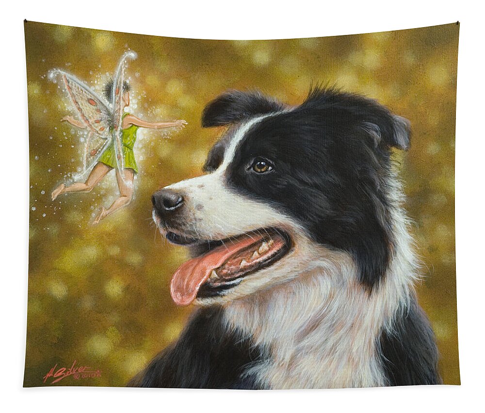 Dog Paintings Tapestry featuring the painting Faerie tales by John Silver