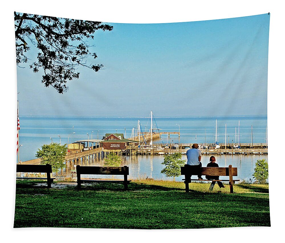 Fairhope Tapestry featuring the painting Fairhope Alabama Pier by Michael Thomas