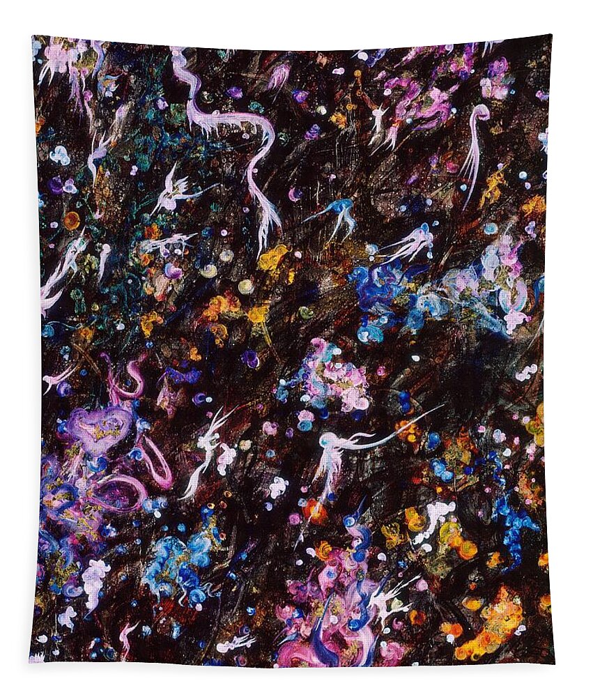 Black Tapestry featuring the painting Fairy Tale evening by Christopher Schranck