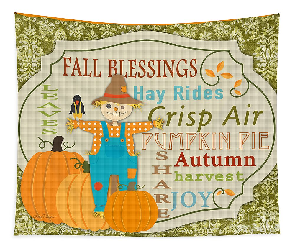 Digital Art Tapestry featuring the digital art Fall Blessings-C by Jean Plout