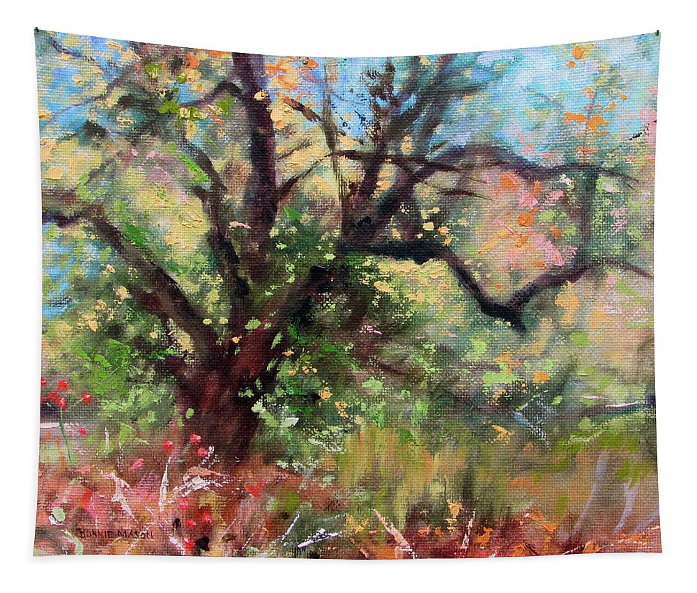 Bending Branches Tapestry featuring the painting Fall Fireworks by Bonnie Mason