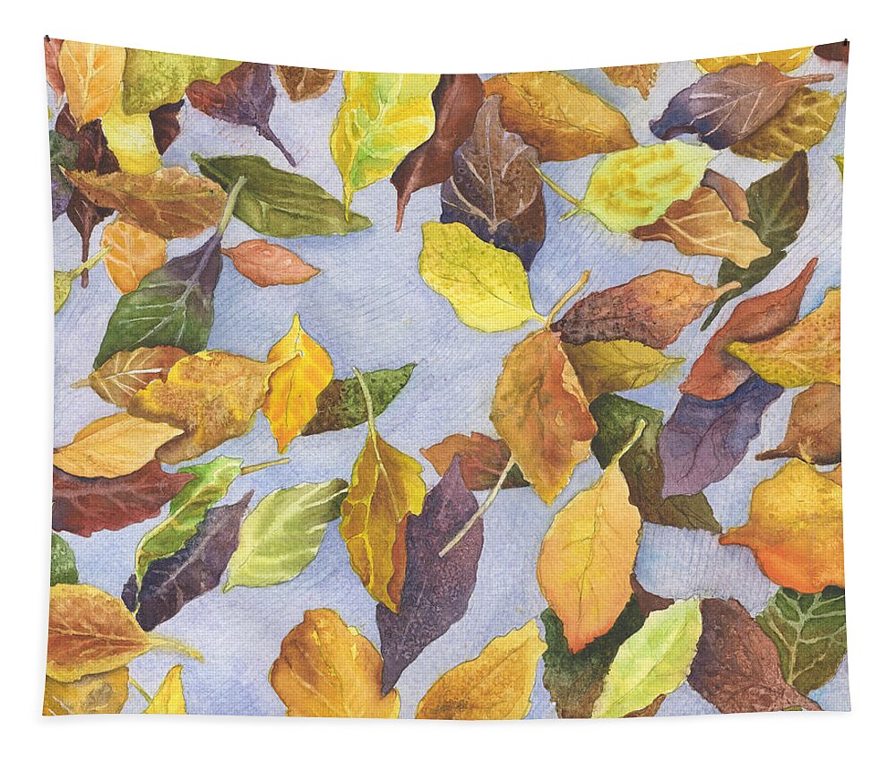 Leaves Painting Tapestry featuring the painting Fallen Leaves by Anne Gifford