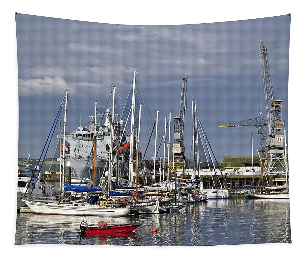 Britain Tapestry featuring the photograph Falmouth Harbour and Docks by Rod Johnson