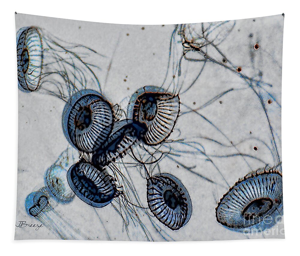 Jellyfish Tapestry featuring the digital art Fantasy Fish 3 by Jennie Breeze