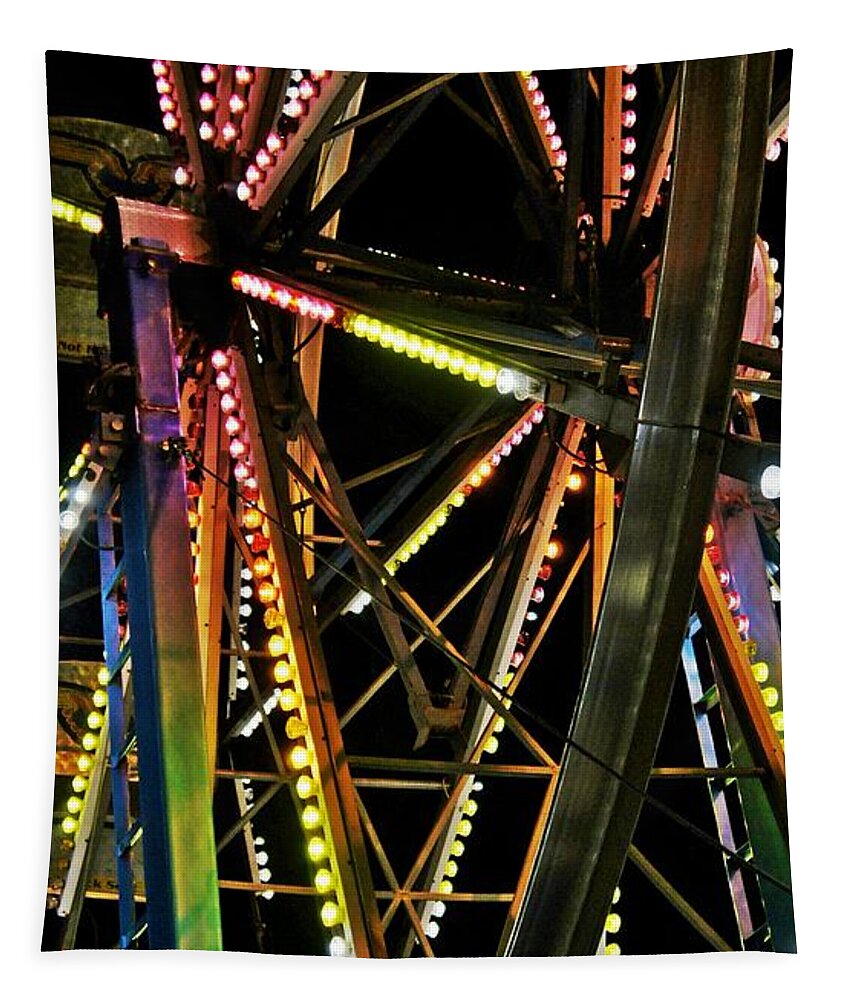 Ferris Wheel Tapestry featuring the photograph Lit Ferris Wheel by Lilliana Mendez
