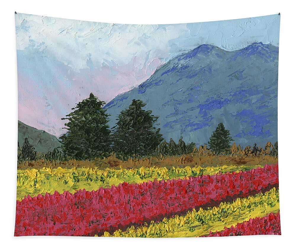 Field Tapestry featuring the painting Field in Bloom by Ginny Neece