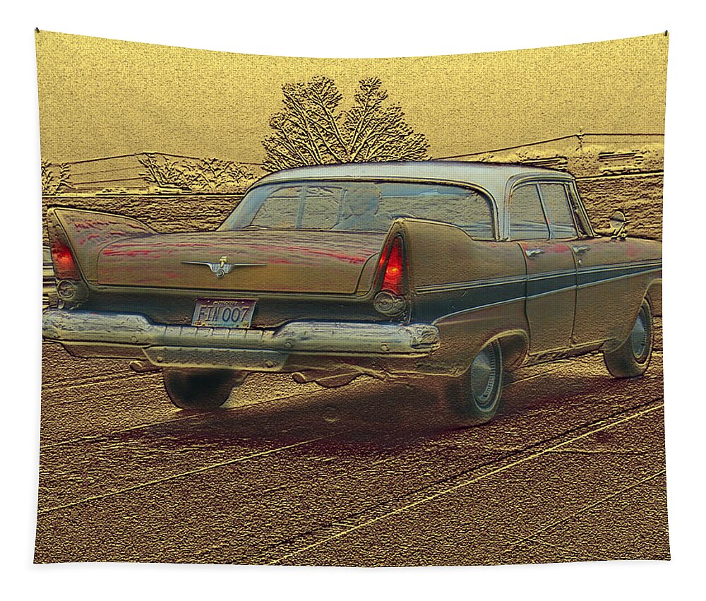 Cars Tapestry featuring the mixed media Fins by Steve Karol
