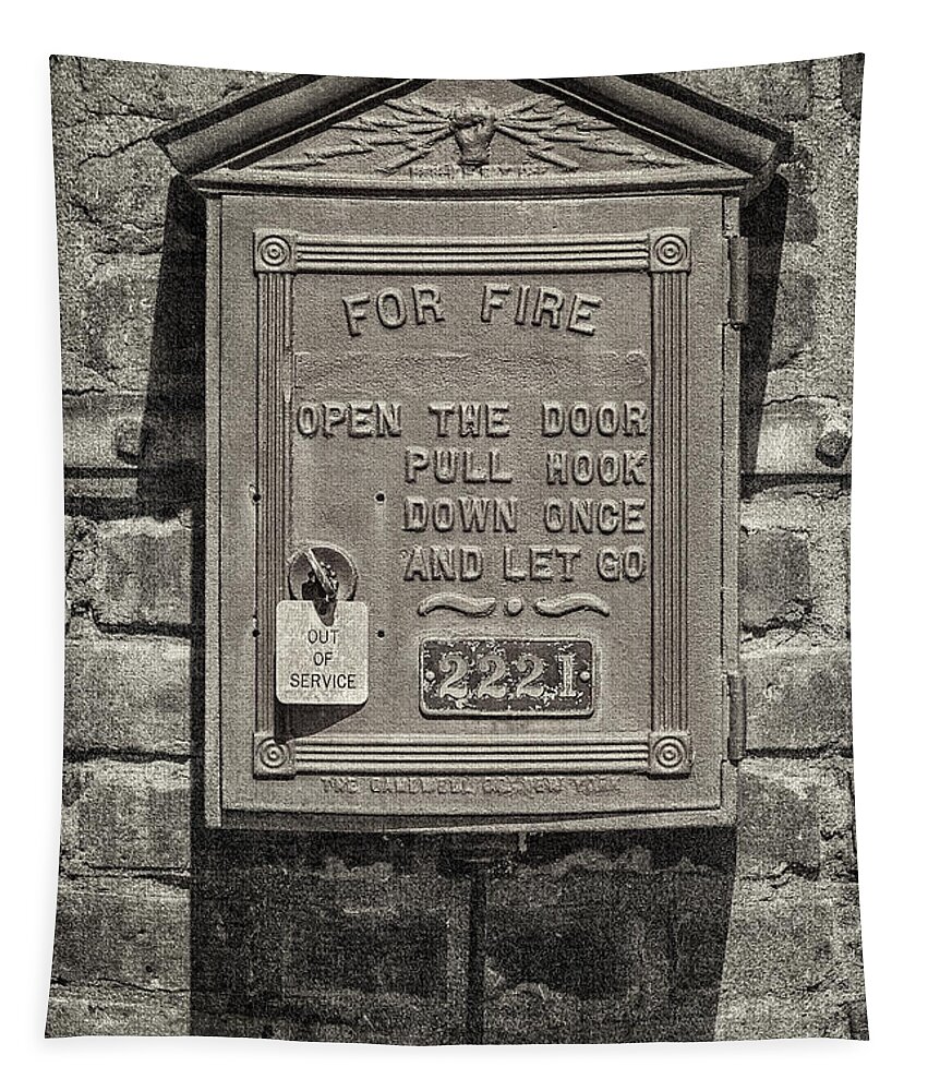Fire Alarm Tapestry featuring the photograph Fire Alarm Black and White by Jerry Fornarotto