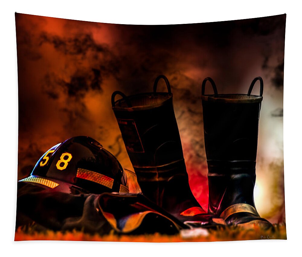 Courage Tapestry featuring the photograph Firefighter by Bob Orsillo
