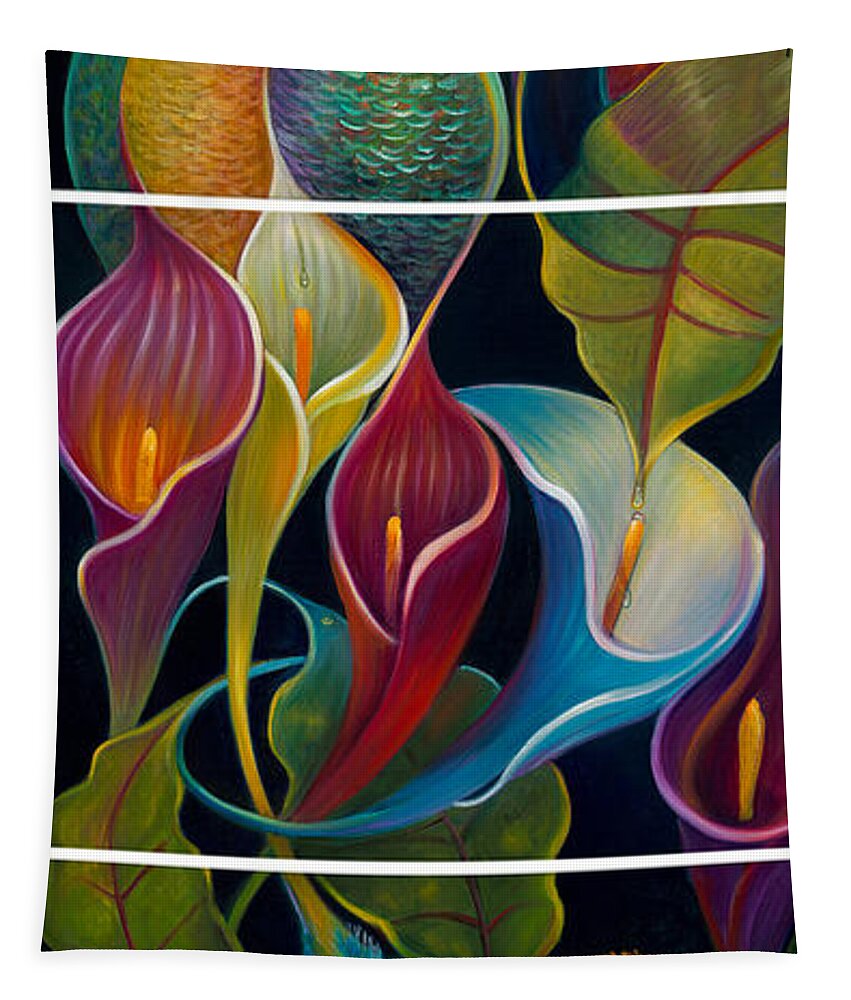 Bird Tapestry featuring the painting First Flight Triptych For Metal Prints by Claudia Goodell