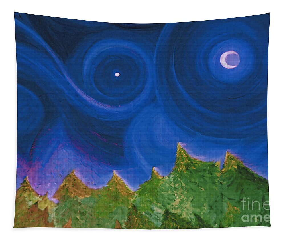 First Star Tapestry featuring the painting First Star Wish by jrr by First Star Art