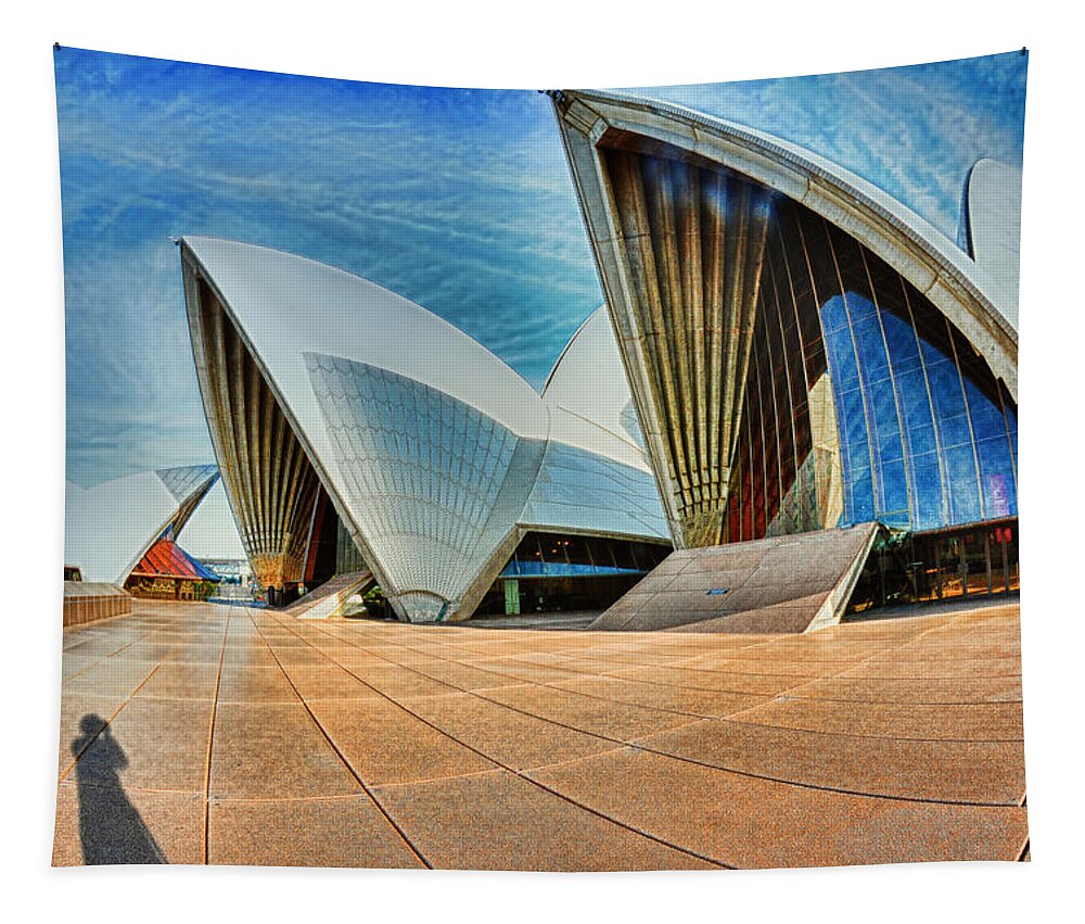 Australia Tapestry featuring the photograph Fish-Eyeing the Opera House by Peggy Dietz