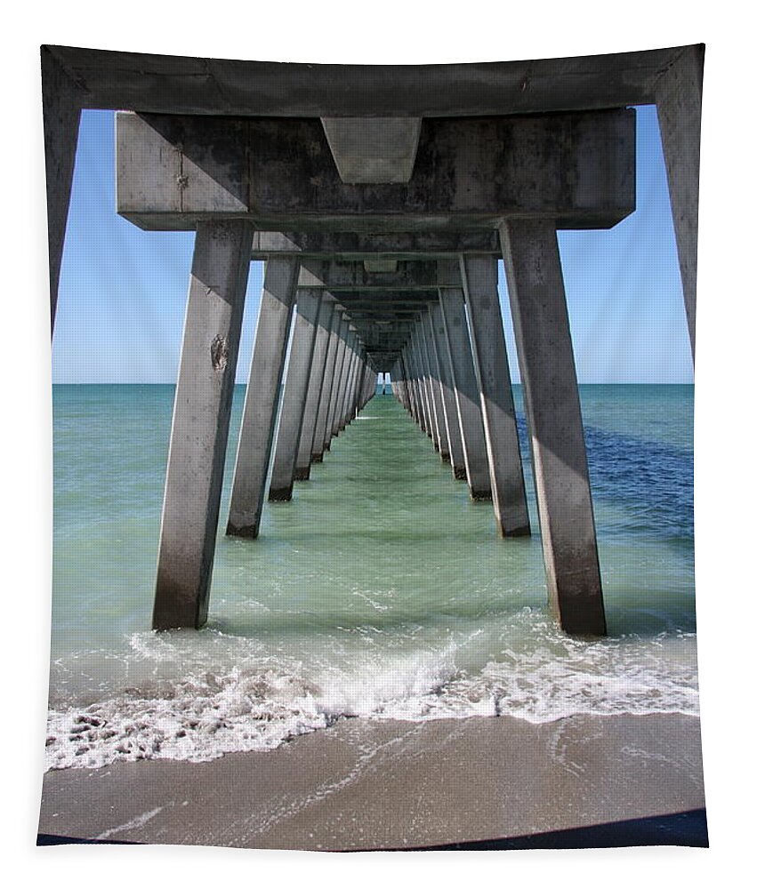 Architecture Tapestry featuring the photograph Fishing Pier Architecture by Christiane Schulze Art And Photography