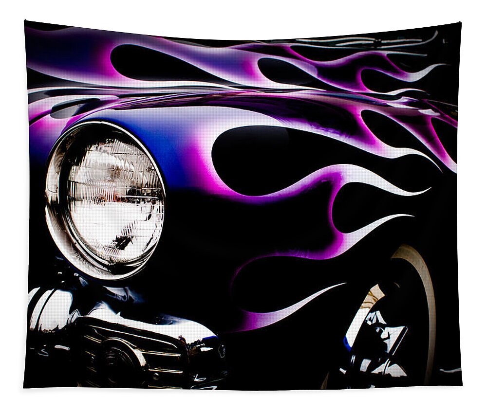 Classic Cars Photographs Tapestry featuring the photograph Flaming Classic by Joann Copeland-Paul