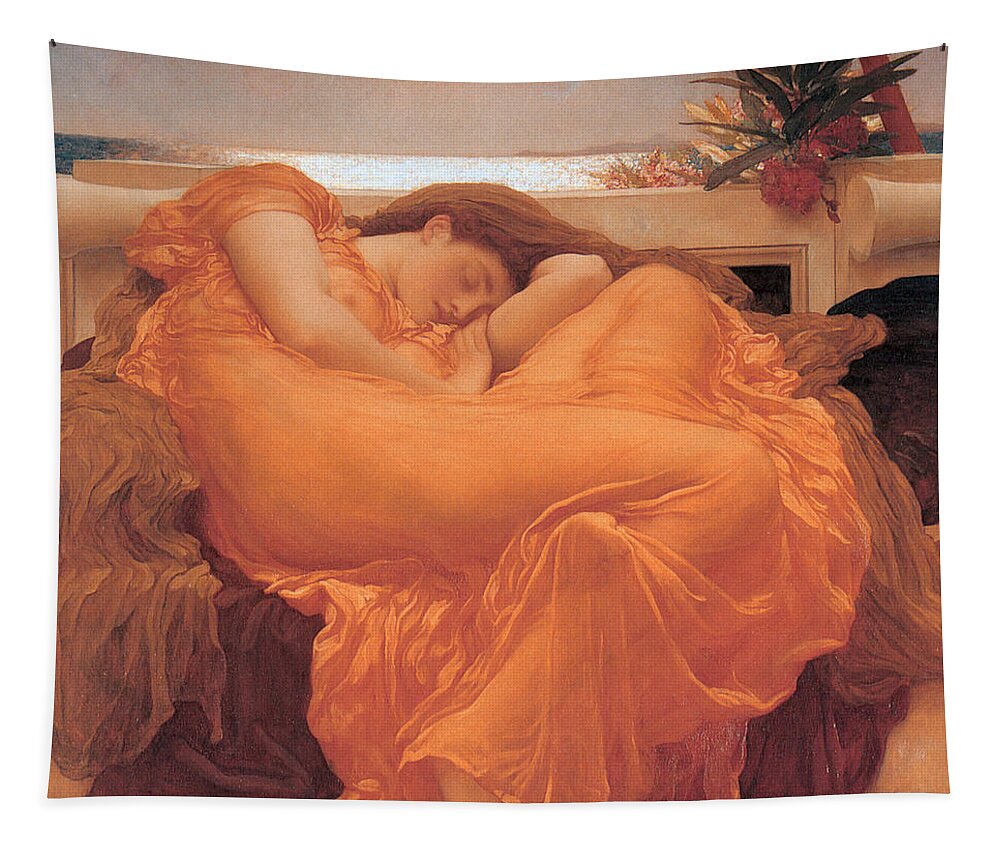 Flaming June Tapestry featuring the painting Flaming June by Frederick Leighton