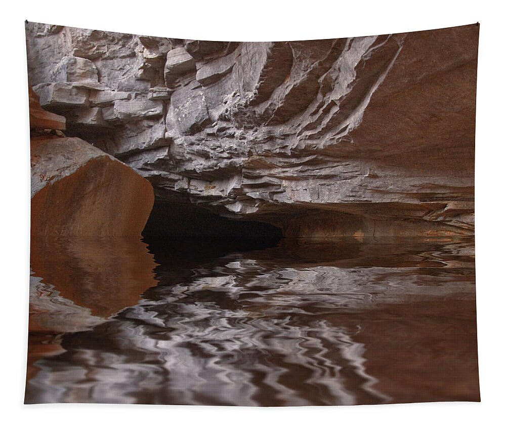 Landscape Tapestry featuring the photograph flooded Ohio cave by Flees Photos