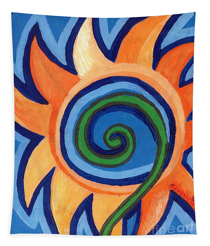 Flower Tapestry featuring the painting Flower Spiral by Genevieve Esson