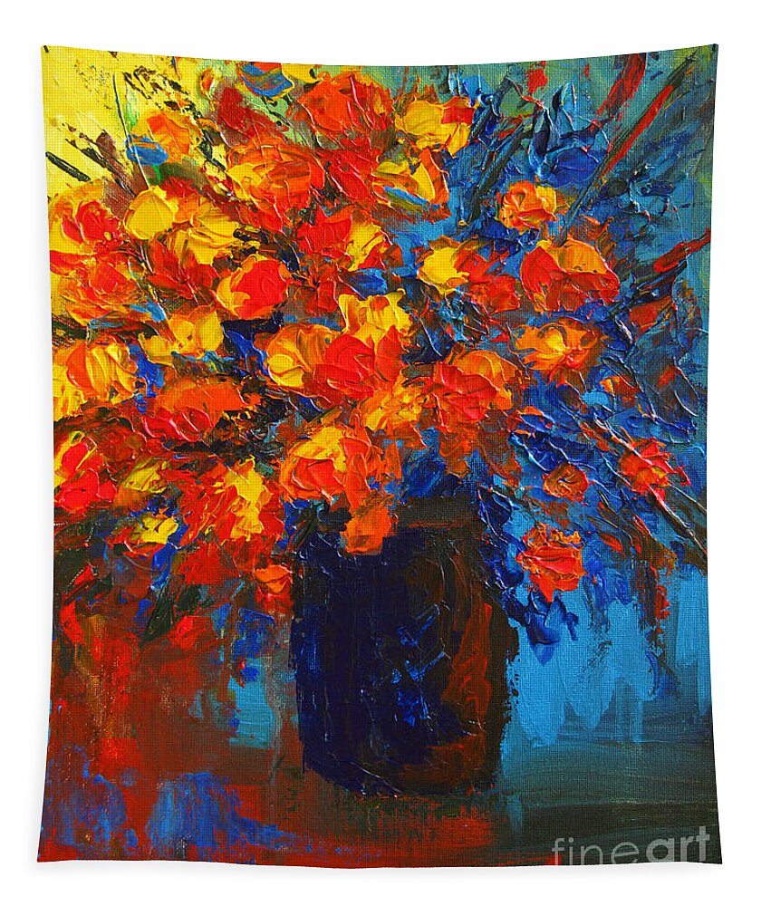 Flower Tapestry featuring the painting Flowers are always welcome III by Patricia Awapara