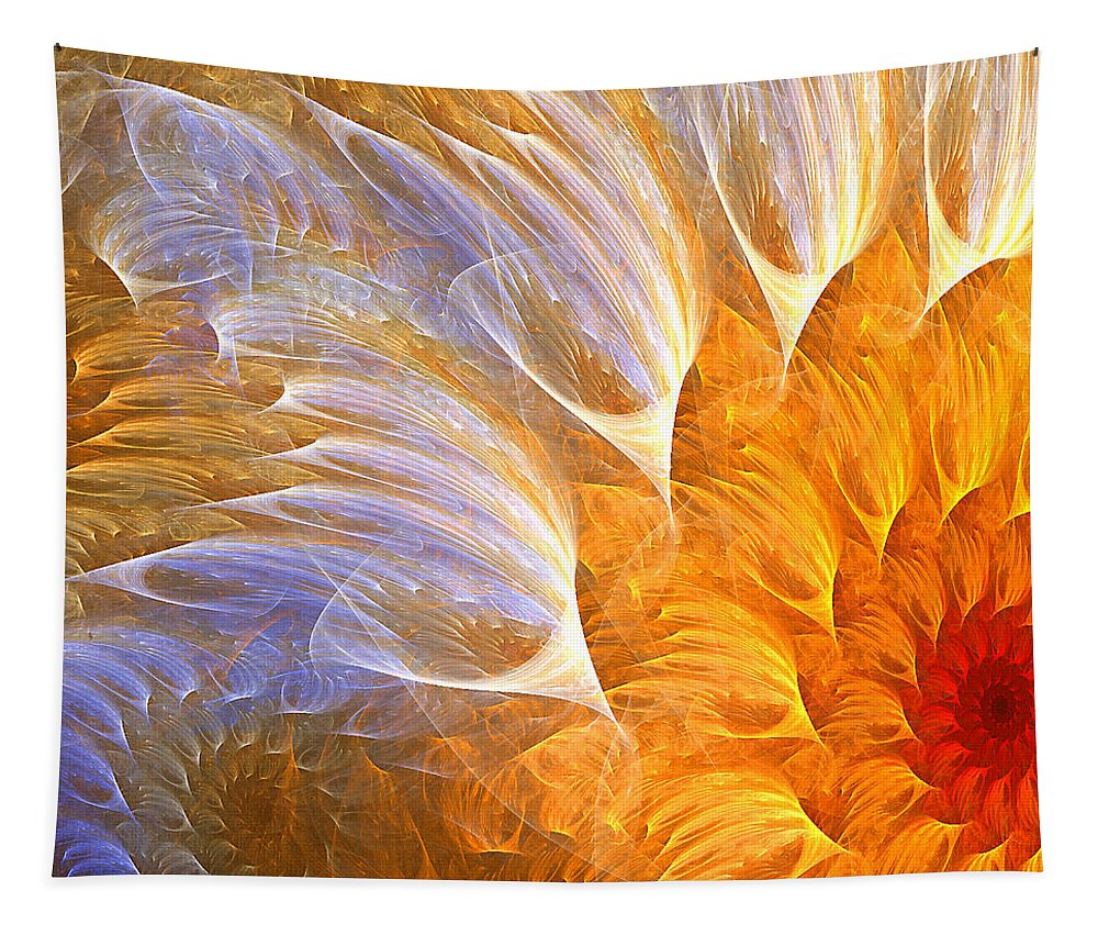 Yellow Tapestry featuring the painting Flower's Glow by Lourry Legarde