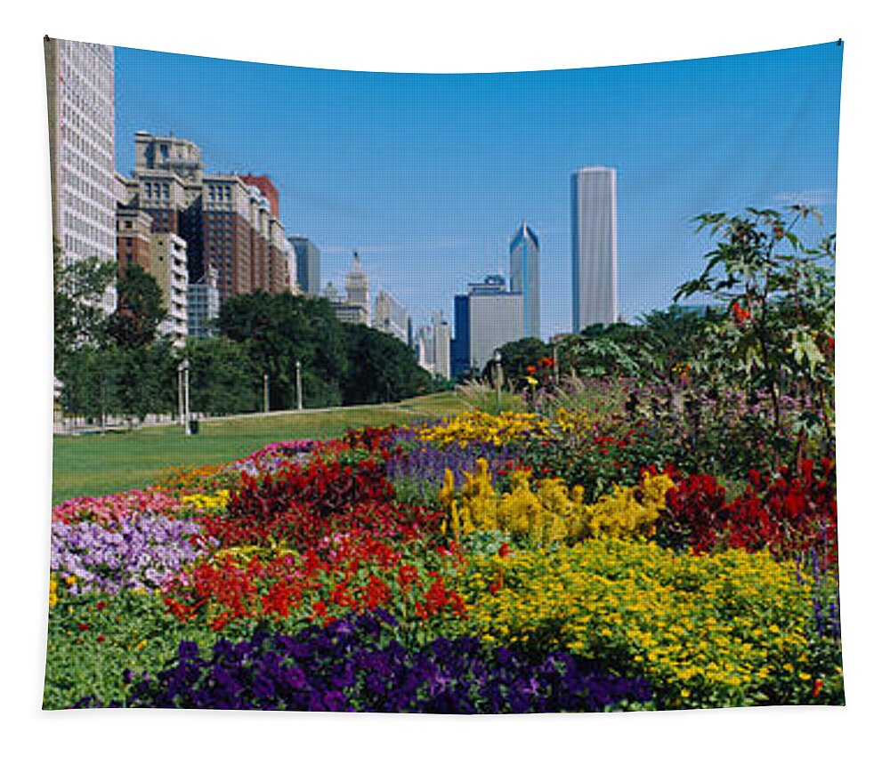 Photography Tapestry featuring the photograph Flowers In A Garden, Welcome Garden by Panoramic Images
