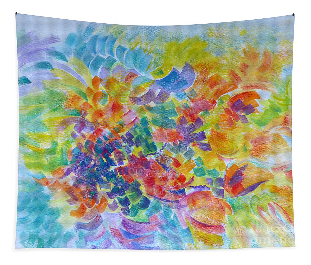 Abstract Tapestry featuring the painting Flowers in Lavender Vase by Rosanne Licciardi