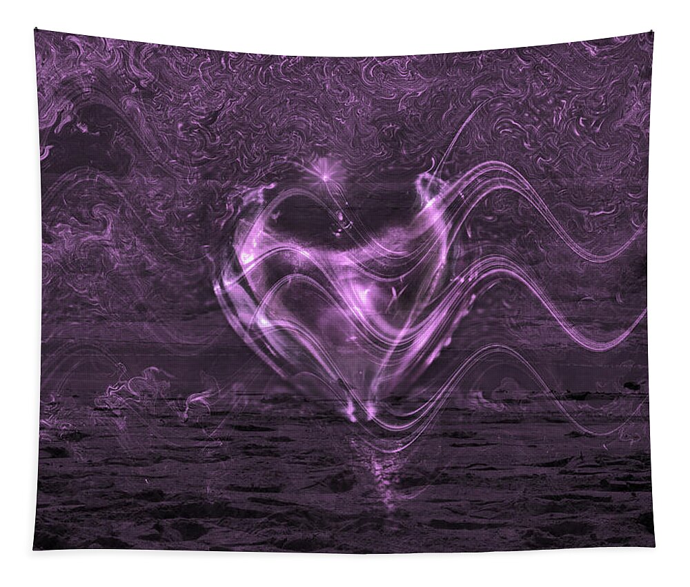 Flowing Heart Tapestry featuring the digital art Flowing Heart by Linda Sannuti