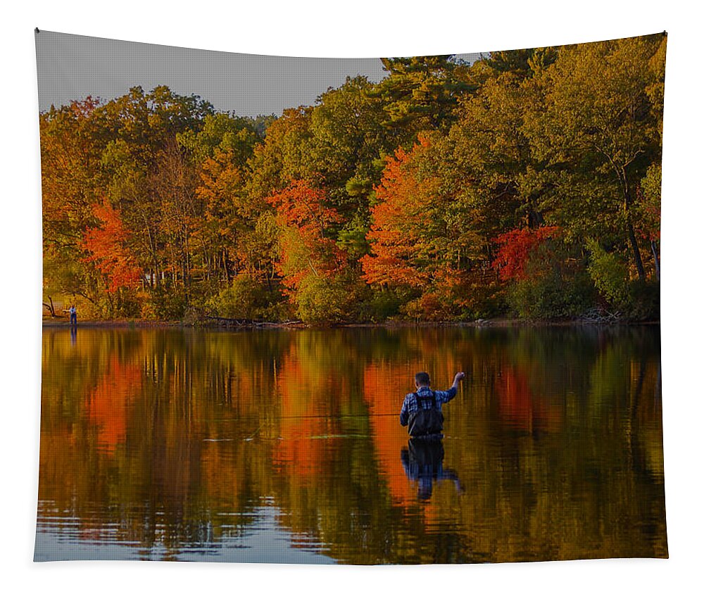 Fall Tapestry featuring the photograph Fly Fishing by Brian MacLean
