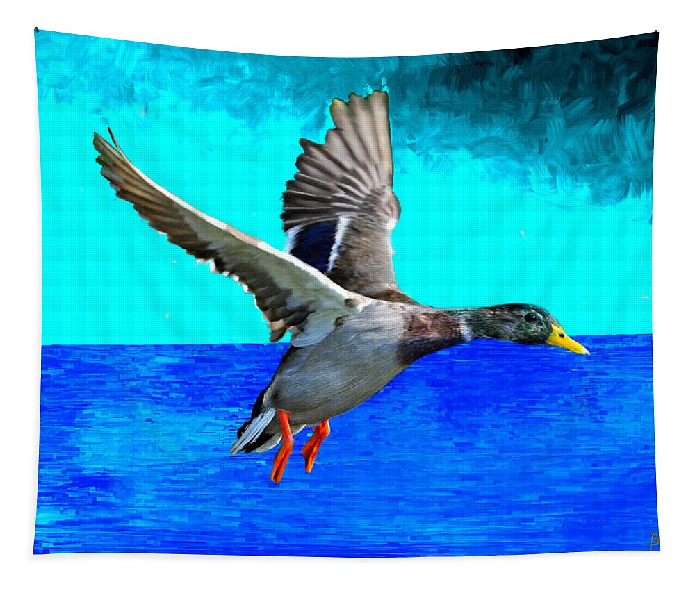 Duck Tapestry featuring the painting Flying South for the Winter by Bruce Nutting