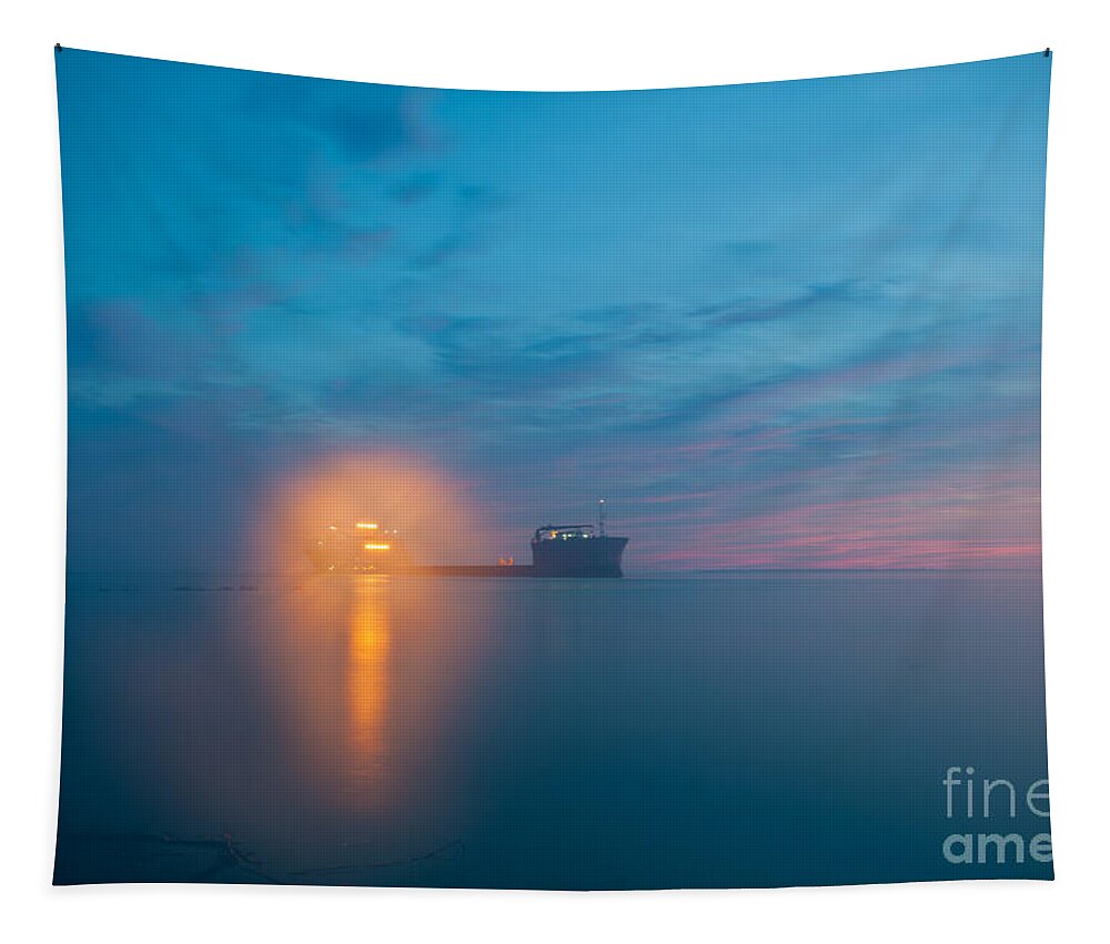Fog Tapestry featuring the photograph Fog over Charleston Harbor by Dale Powell