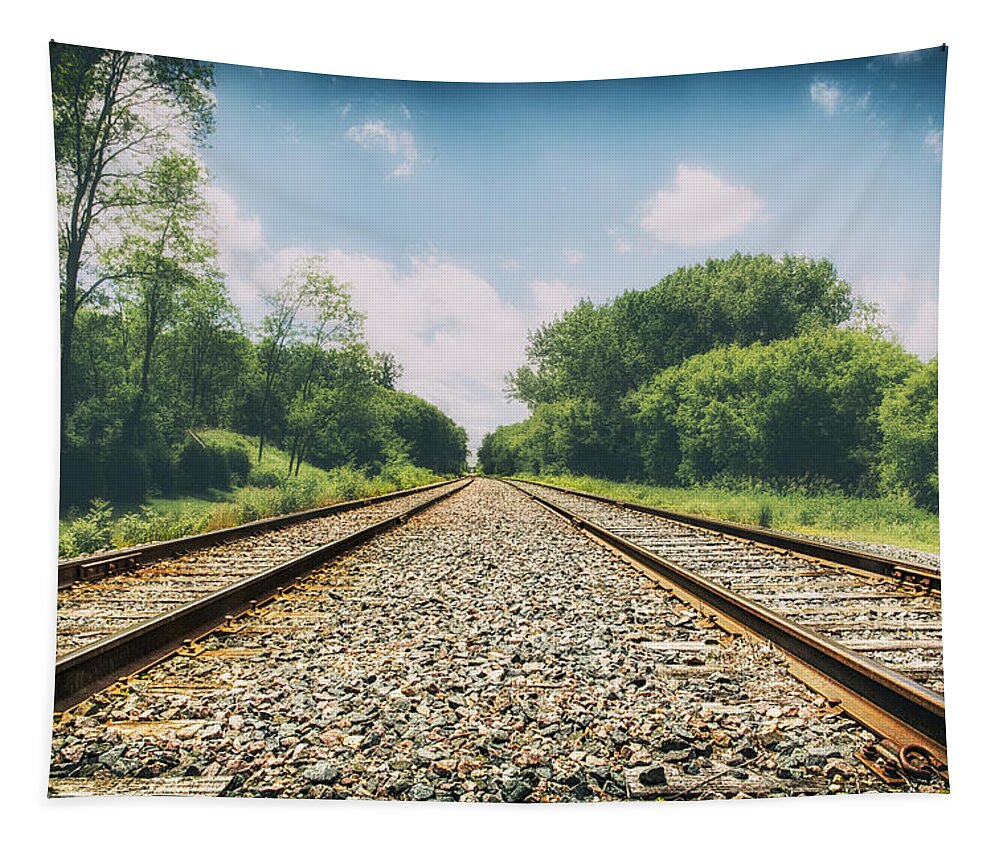 Train Tracks Tapestry featuring the photograph Follow The Tracks by Bill and Linda Tiepelman