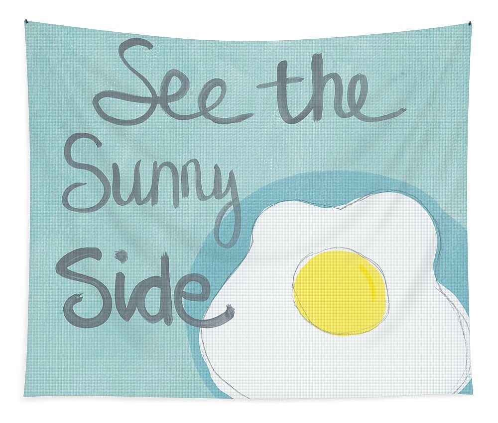 Egg Tapestry featuring the painting Food- Kitchen Art- Eggs- Sunny Side Up by Linda Woods
