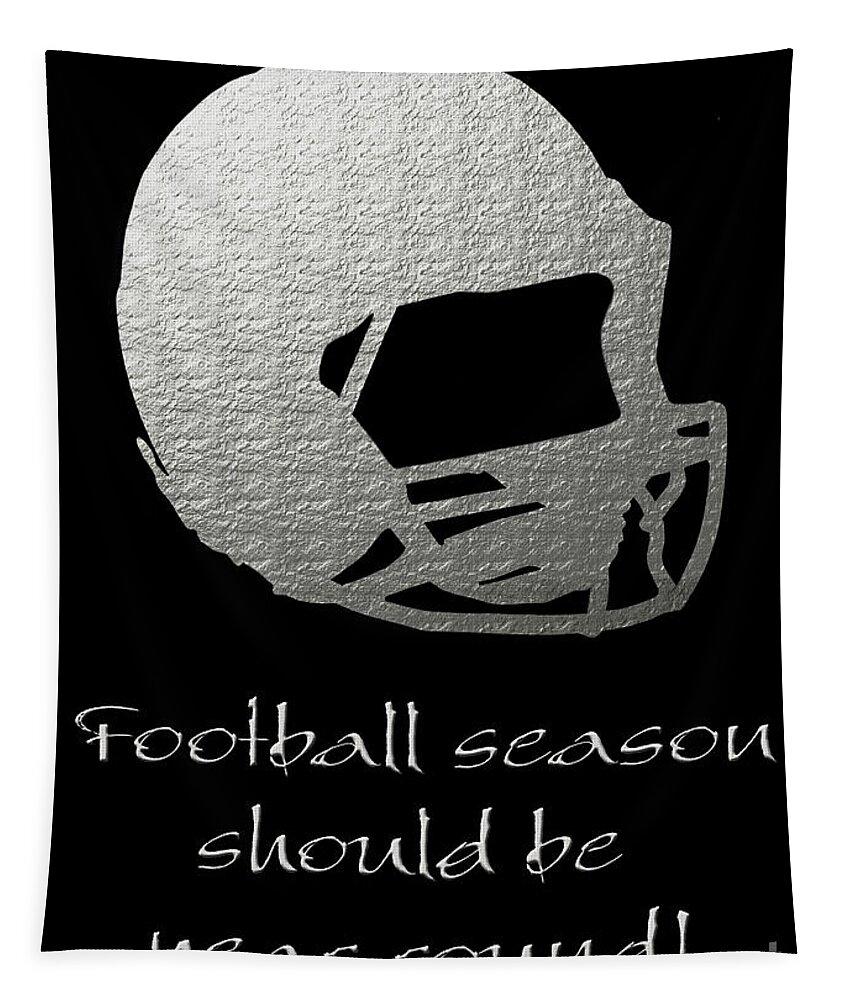 Andee Design Football Tapestry featuring the digital art Football Season Should Be Year Round In Silver by Andee Design