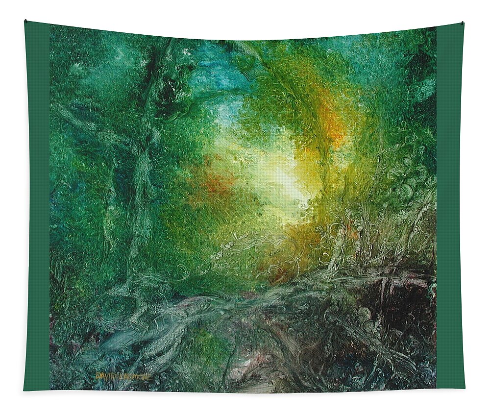 David Ladmore Tapestry featuring the painting Forest Light 27 by David Ladmore