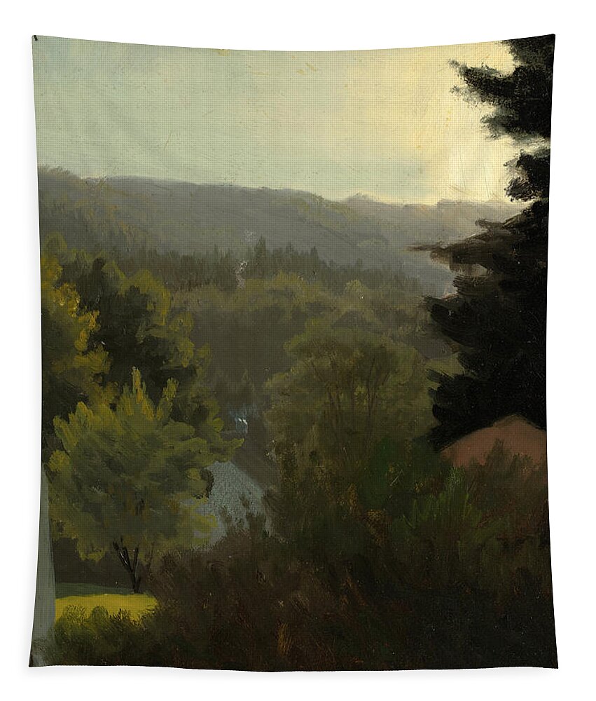 Forested Hills Tapestry featuring the painting Forested hills by Albert Bierstadt