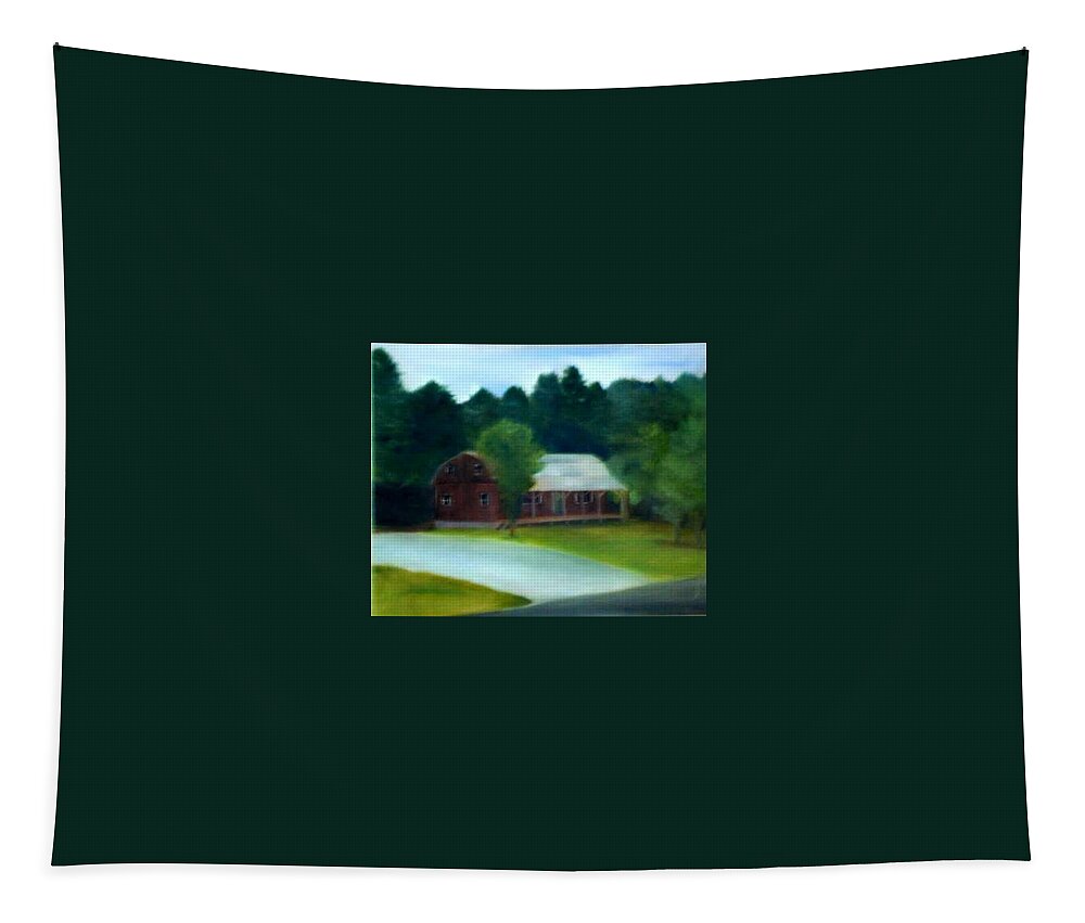 Upstate Tapestry featuring the painting Forrest's House by Sheila Mashaw