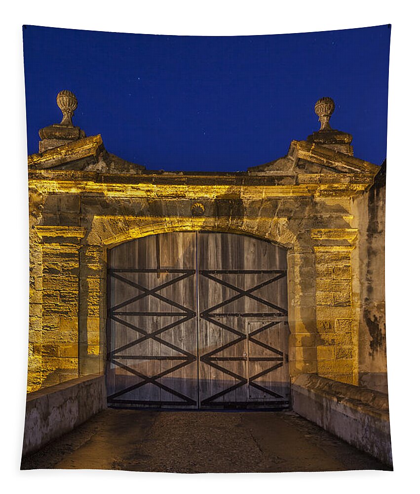 Building Entrance Tapestry featuring the photograph Fort Castillo San Cristobal inPuerto Rico by Bryan Mullennix