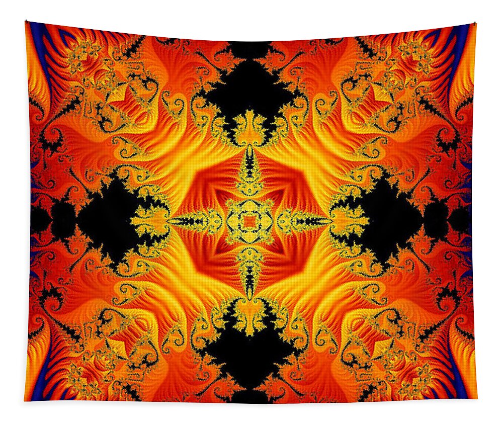 Kaleidoscope Tapestry featuring the digital art Fractal Flames No 1 by Charmaine Zoe