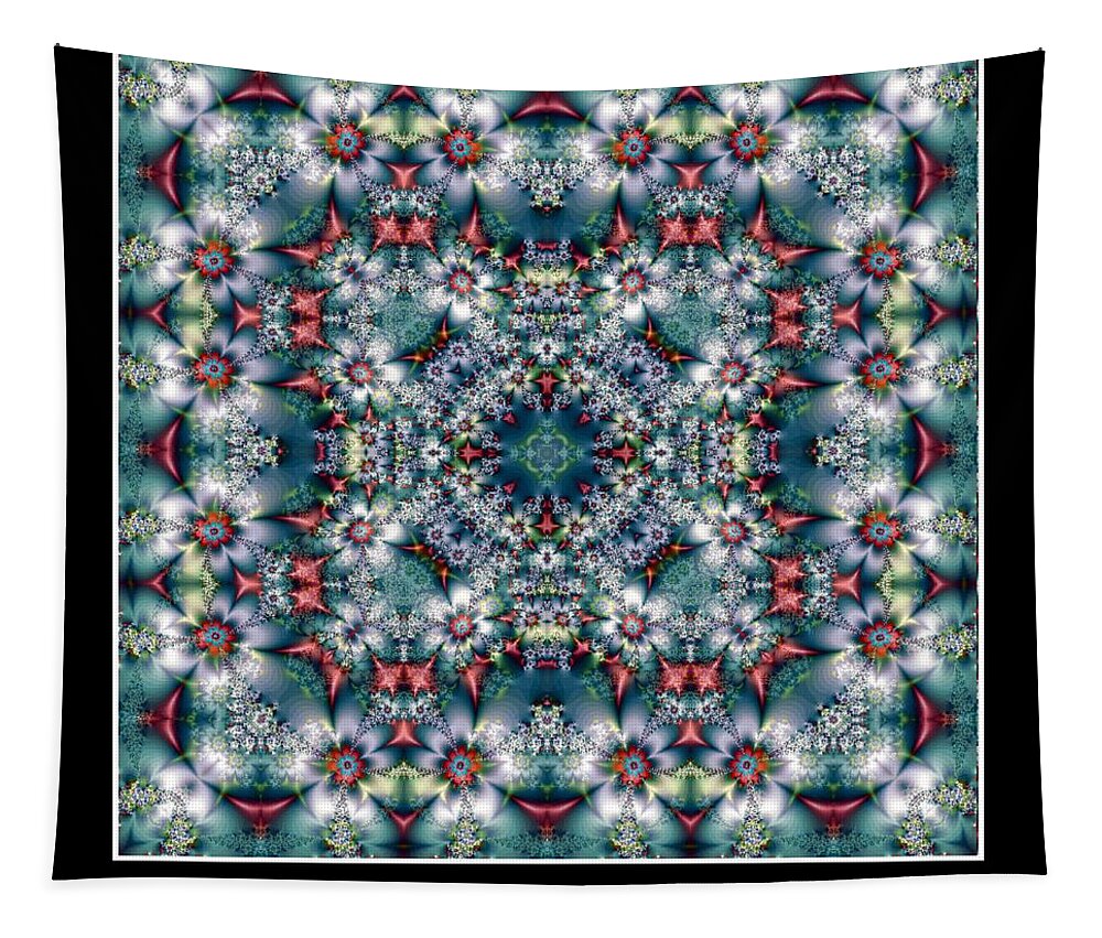 Kaleidoscope Tapestry featuring the digital art Fractal Floralia No 6 by Charmaine Zoe