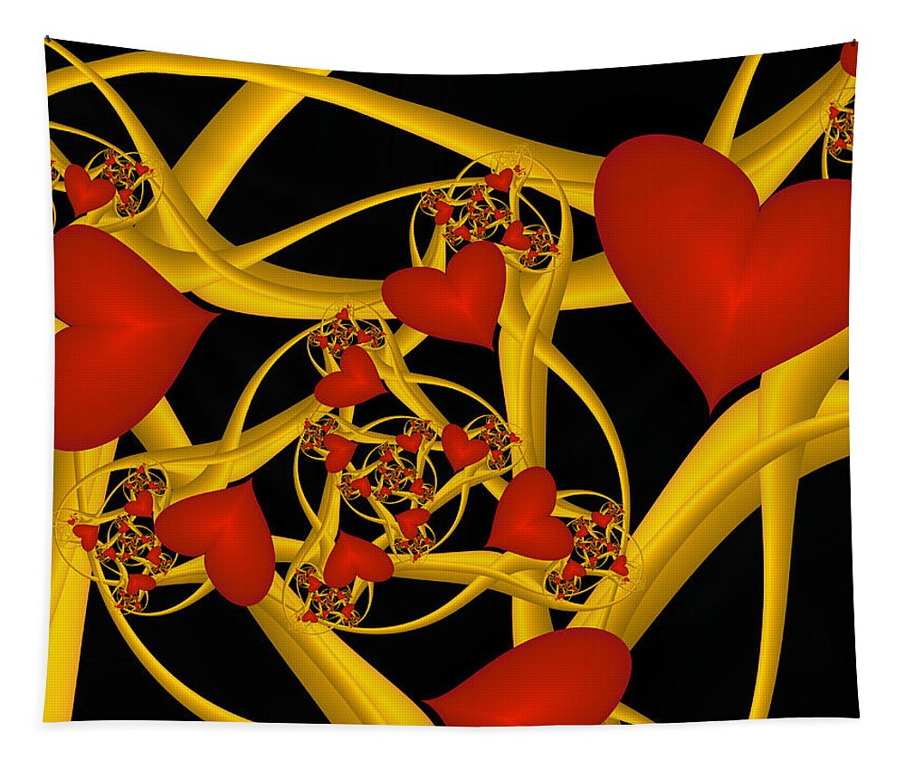 Love Tapestry featuring the digital art Fractal Love ist Gold by Gabiw Art
