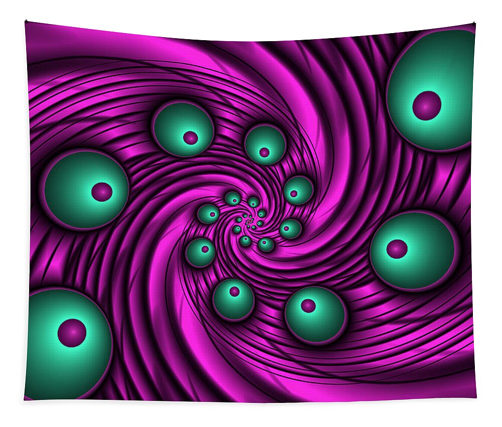 Fractal Tapestry featuring the digital art Fractal Magical Neon Whirl by Gabiw Art