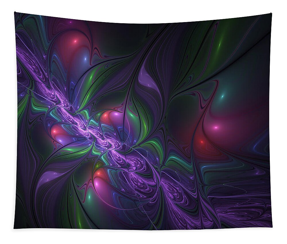 Digital Art Tapestry featuring the digital art Fractal Purple Creek by Gabiw Art