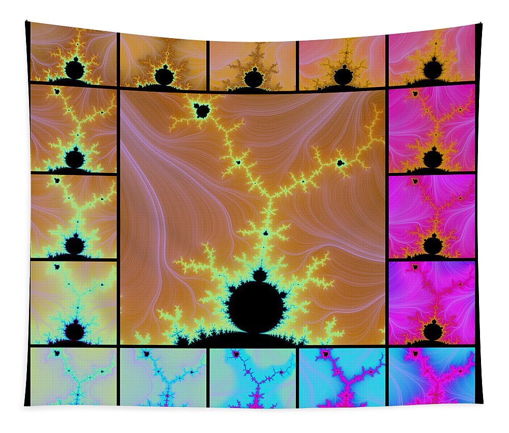 Brown Tapestry featuring the digital art Fractal Quilt 6 by Ann Stretton