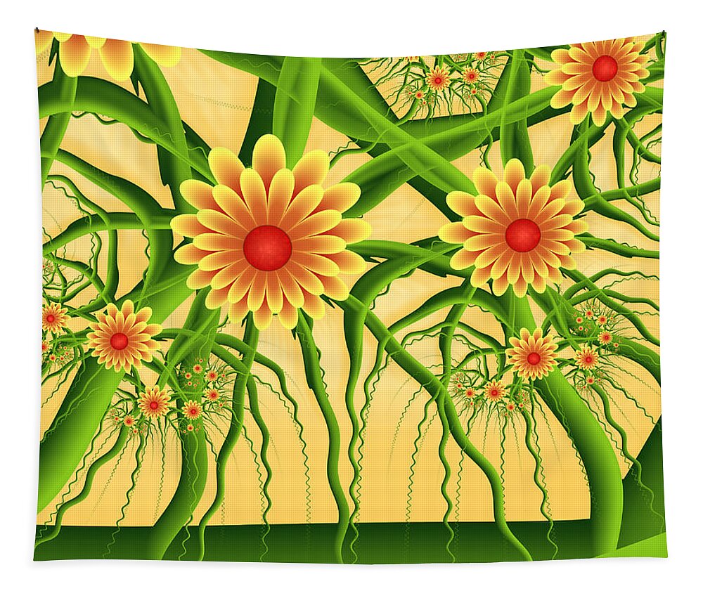 Digital Art Tapestry featuring the digital art Fractal Summer Pleasures by Gabiw Art