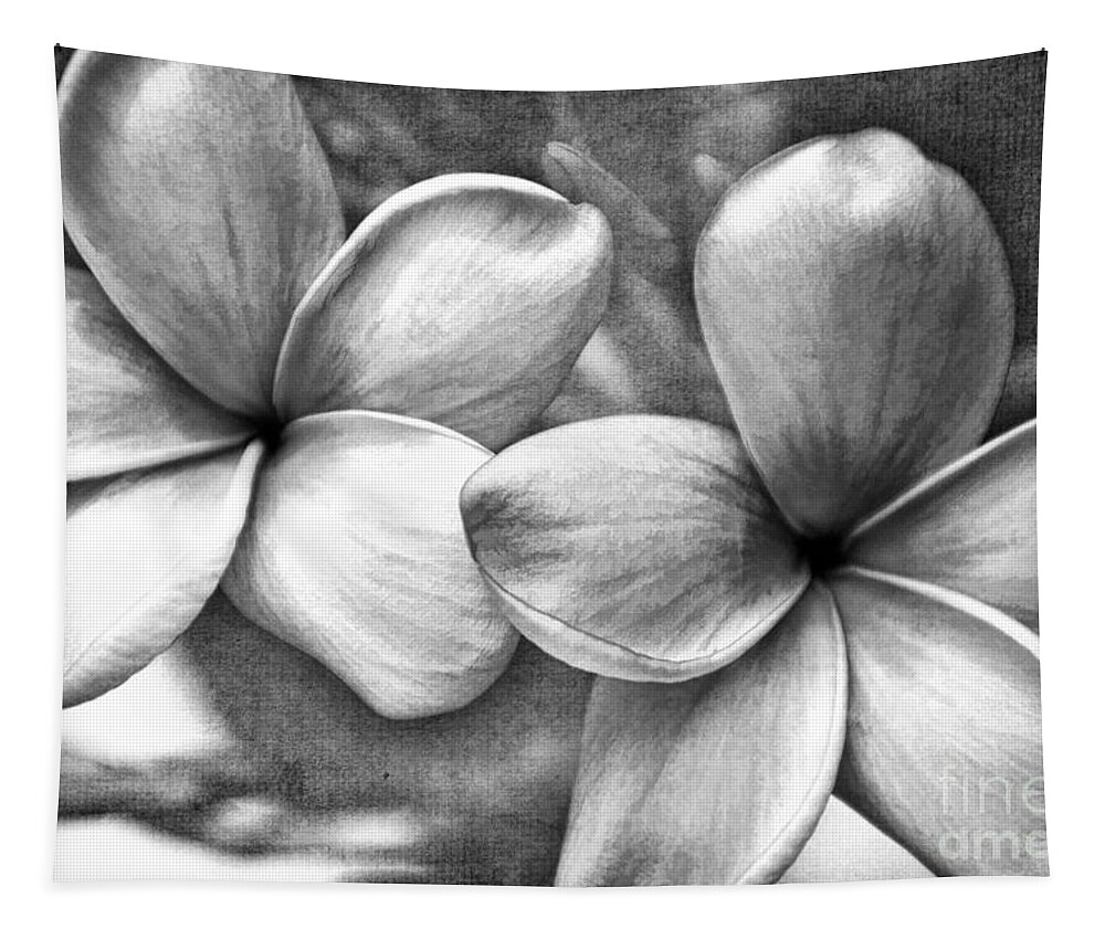 Monochrome Tapestry featuring the photograph Frangipani In Black And White by Peggy Hughes